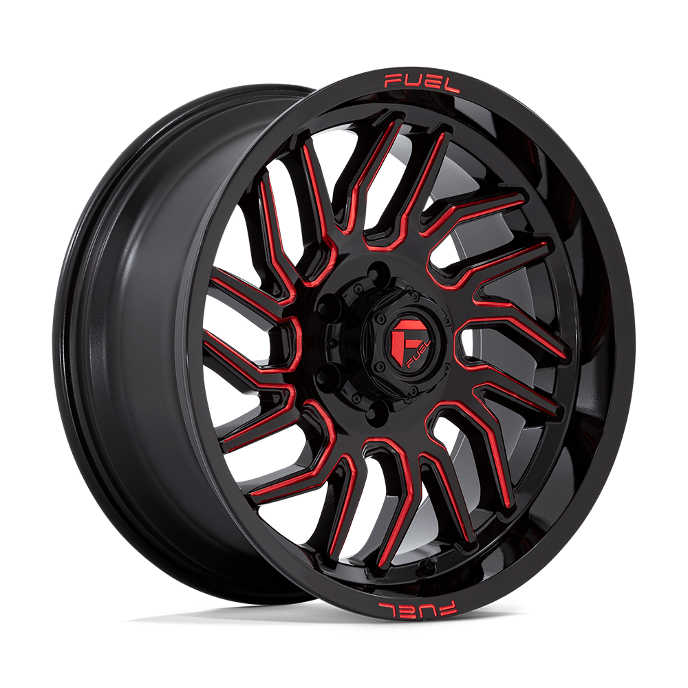 Fuel 1PC D808 HURRICANE GLOSS BLACK MILLED RED TINT Wheel 20x9 6X139.7mm +1 106.1mm