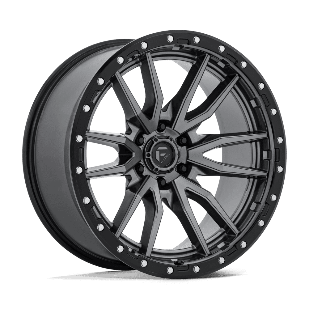 Fuel 1PC D680 REBEL MATTE GUNMETAL BLACK BEAD RING Wheel 22x10 6X139.7mm -13 106.1mm