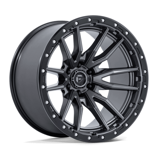 Fuel 1PC D680 REBEL MATTE GUNMETAL BLACK BEAD RING Wheel 22x12 6X139.7mm -44 106.1mm