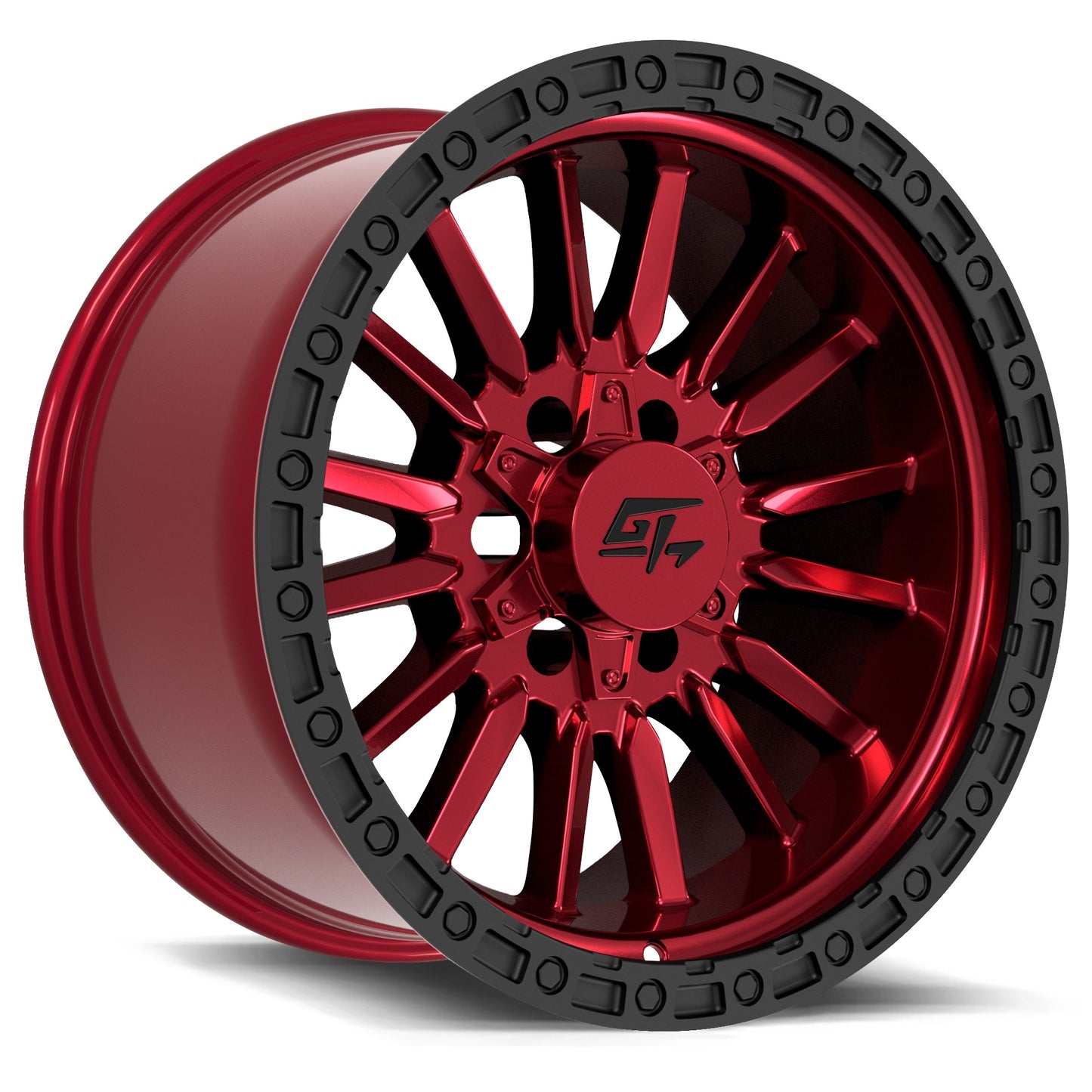 CHAMBER 18x12 8x165.1/8x180 -44 Black Ring / Anodized red centre