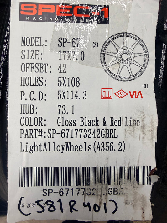 SPEC-1 RACING SP-67GBRL ALLOY RIMS 17X7  5x114.3 ET42 73.1
