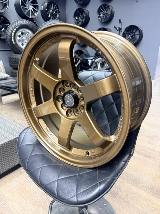 SAVE BIG NOW! SET OF ARMED VETERAN 17x8 +28 5X114.3 BRONZE ALLOY RIMS
