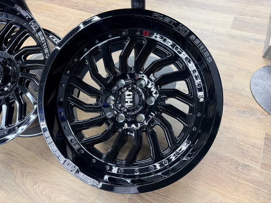 **BLEM SALE** FAST HD D-STRUCT GLOSS BLACK WITH GREY MILLING 20X10 -15 6X139.7 78cb