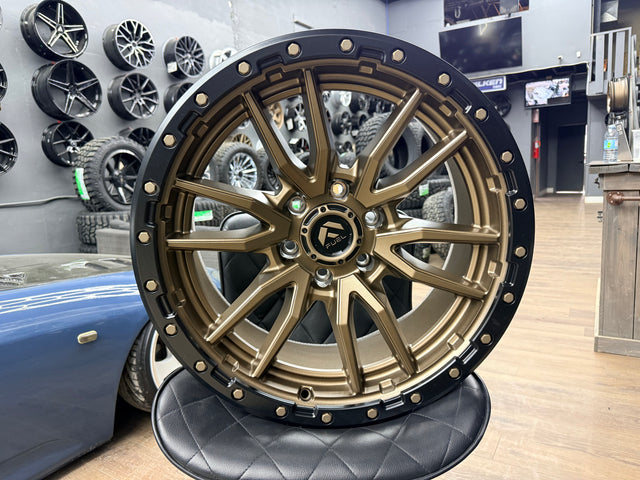**ON SALE** Fuel Off-Road Wheels D681 REBEL Matte Bronze Black Bead Ring Wheels 20x9 +20 6x135 87.1 cb