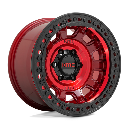 KMC KM236 TANK BEADLOCK CANDY RED Wheel 17x9 5X127mm -38 71.5mm