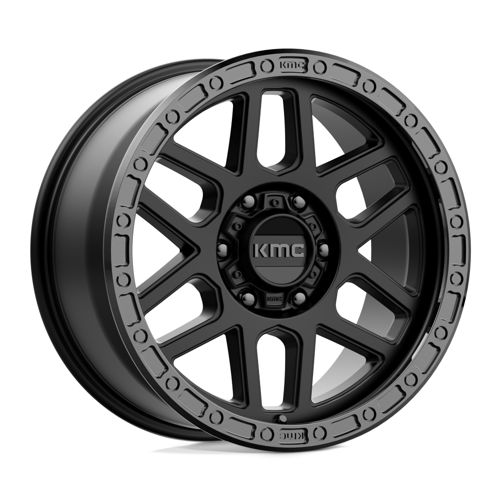 KMC KM544 MESA SATIN BLACK W/ GLOSS BLACK LIP Wheel 18x9 6X139.7mm +18 106.1mm