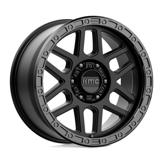KMC KM544 MESA SATIN BLACK W/ GLOSS BLACK LIP Wheel 17x9 6X139.7mm -12 106.1mm