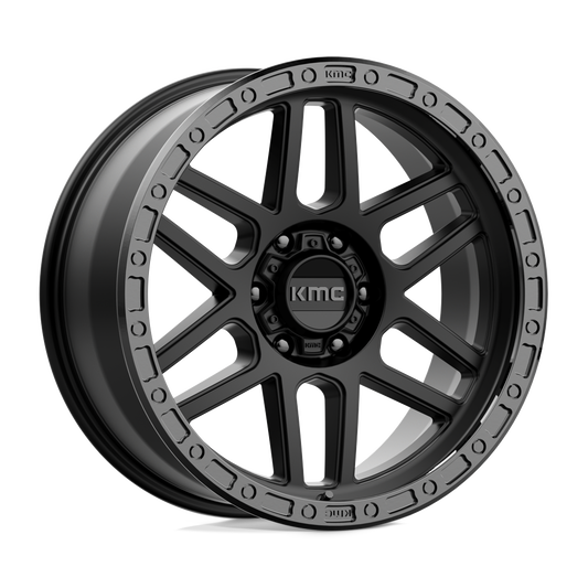 KMC KM544 MESA SATIN BLACK W/ GLOSS BLACK LIP Wheel 17x8.5 6X139.7mm +0 106.1mm