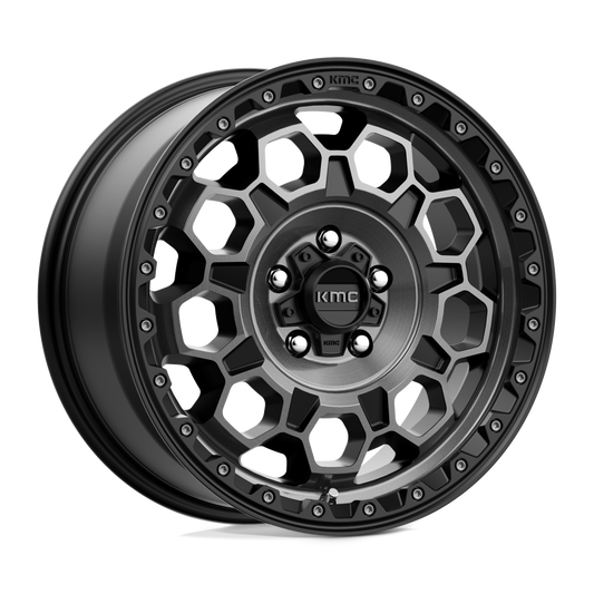 KMC KM545 TREK SATIN BLACK W/ GRAY TINT Wheel 17x9 6X139.7mm -12 106.1mm