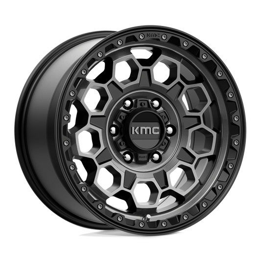 KMC KM545 TREK SATIN BLACK W/ GRAY TINT Wheel 17x9 6X135mm +18 87.1mm