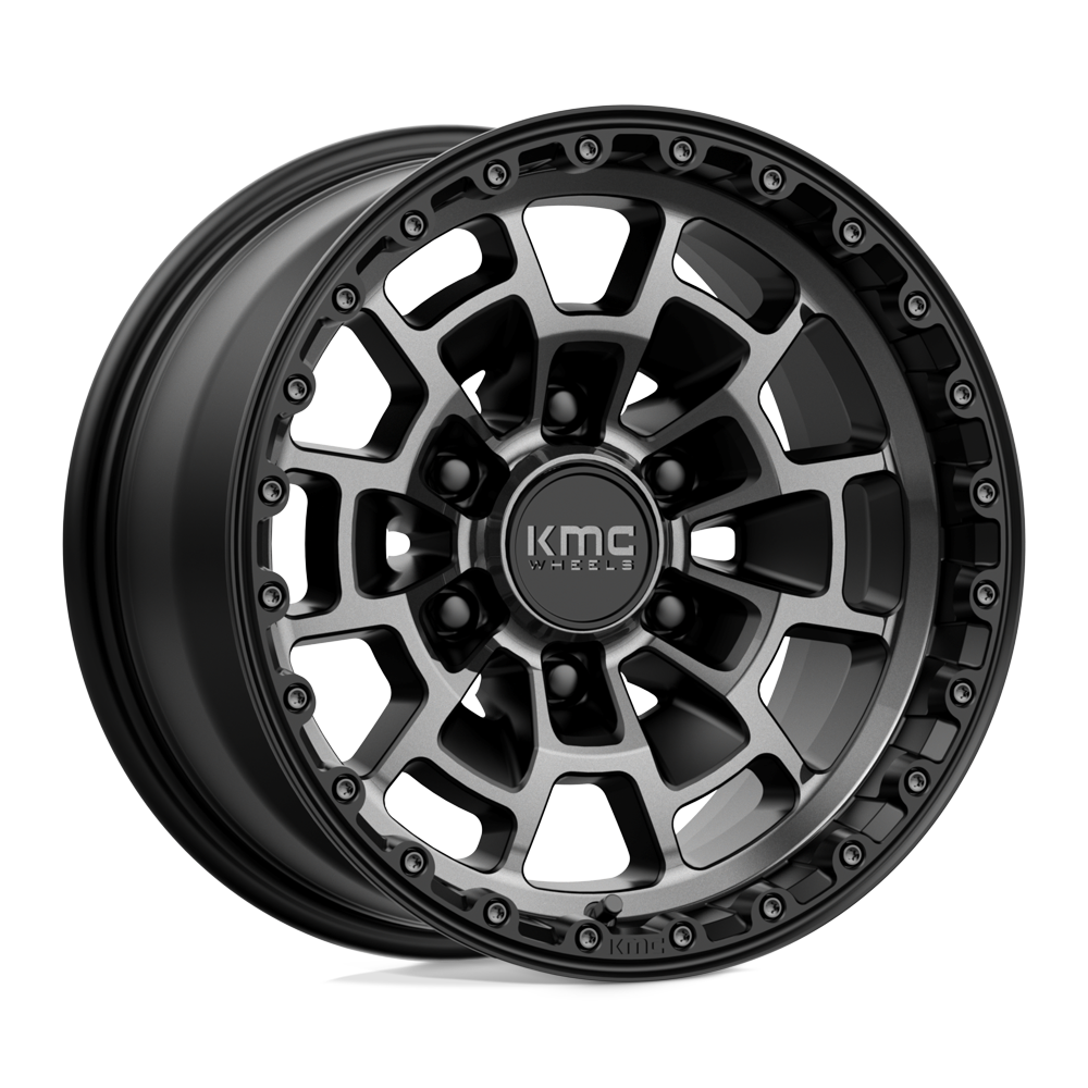 KMC KM718 SUMMIT SATIN BLACK W/ GRAY TINT Wheel 16x8 6X139.7mm +0 106.1mm