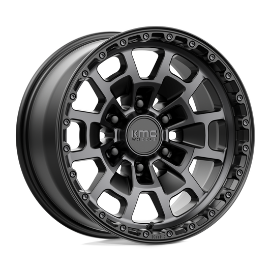 KMC KM718 SUMMIT SATIN BLACK W/ GRAY TINT Wheel 17x8.5 6X139.7mm +0 106.1mm