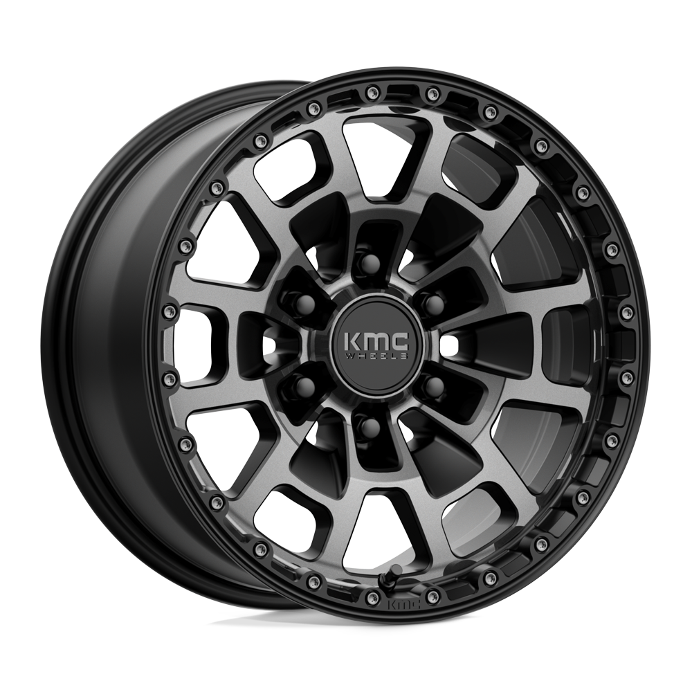 KMC KM718 SUMMIT SATIN BLACK W/ GRAY TINT Wheel 17x8.5 6X139.7mm +18 106.1mm