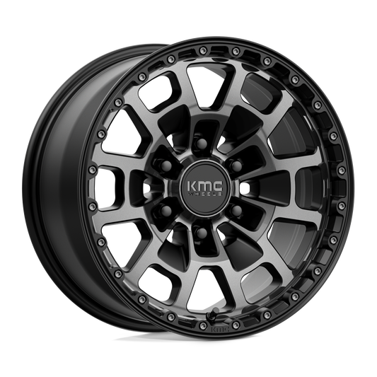 KMC KM718 SUMMIT SATIN BLACK W/ GRAY TINT Wheel 17x8.5 6X139.7mm +18 106.1mm