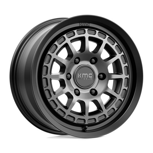 KMC KM719 CANYON SATIN BLACK W/ GRAY TINT Wheel 17x8 6X139.7mm +35 100.3mm