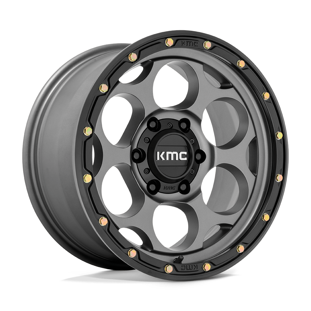 KMC KM541 DIRTY HARRY SATIN GRAY W/ BLACK LIP Wheel 17x9 5X127mm -12 71.5mm