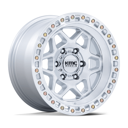 KMC KM553 TORX GLOSS SILVER W/ MACHINED FACE Wheel 17x9 5X127mm -12 71.5mm
