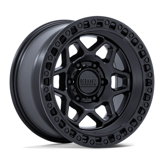 KMC KM553 TORX MATTE BLACK W/ GLOSS BLACK LIP Wheel 17x9 6X139.7mm -12 106.1mm