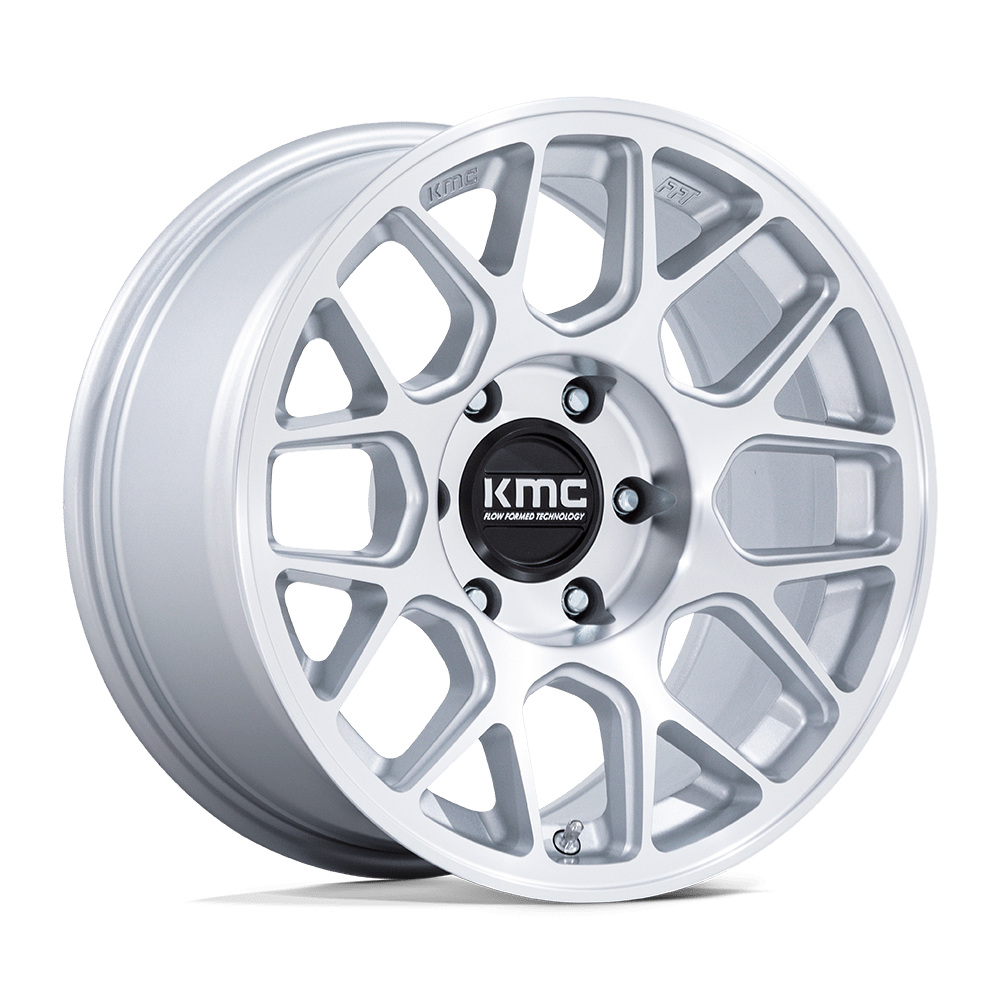 KMC KM730 HATCHET GLOSS SILVER W/ MACHINED FACE Wheel 17x8.5 6X139.7mm -10 106.1mm