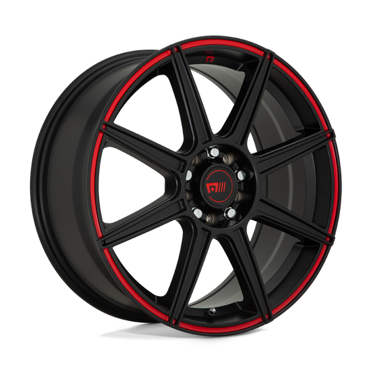 Motegi MR142 CS8 SATIN BLACK W/ RED STRIPE Wheel 17x7 5X100/5X114.3mm +40 72.56mm
