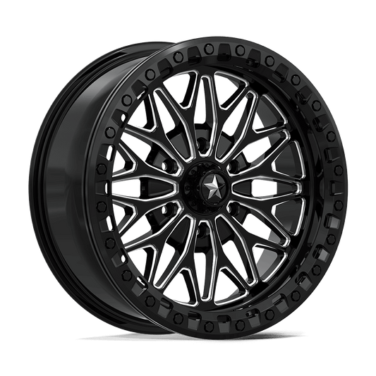 MSA Offroad Wheels MA53 BOLO UTV BEADLOCK GLOSS BLACK MILLED Wheel 18x7 6X139.7mm +10 100.3mm