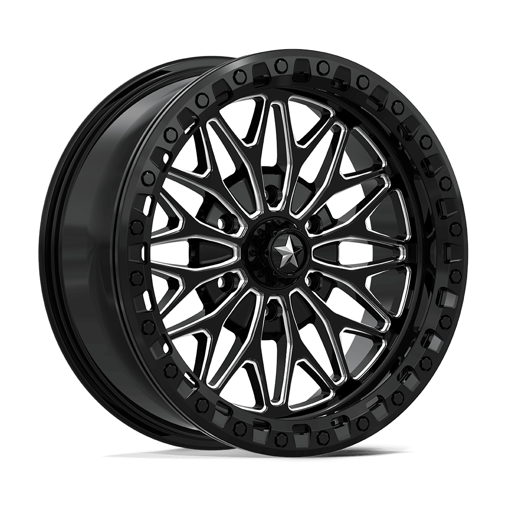 MSA Offroad Wheels MA53 BOLO UTV BEADLOCK GLOSS BLACK MILLED Wheel 18x7 6X139.7mm +10 100.3mm