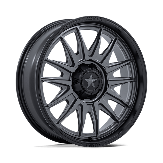 MSA Offroad Wheels M55 COMMANDER UTV MATTE GUNMETAL W/ M-BLK LIP Wheel 22x7 5X114.3mm +0 72.56mm