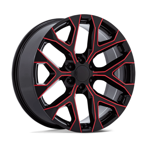 PR177 20x9 6X5.5 ET24 78.10 bore GLOSS BLACK MILLED W/ RED TINT Wheel