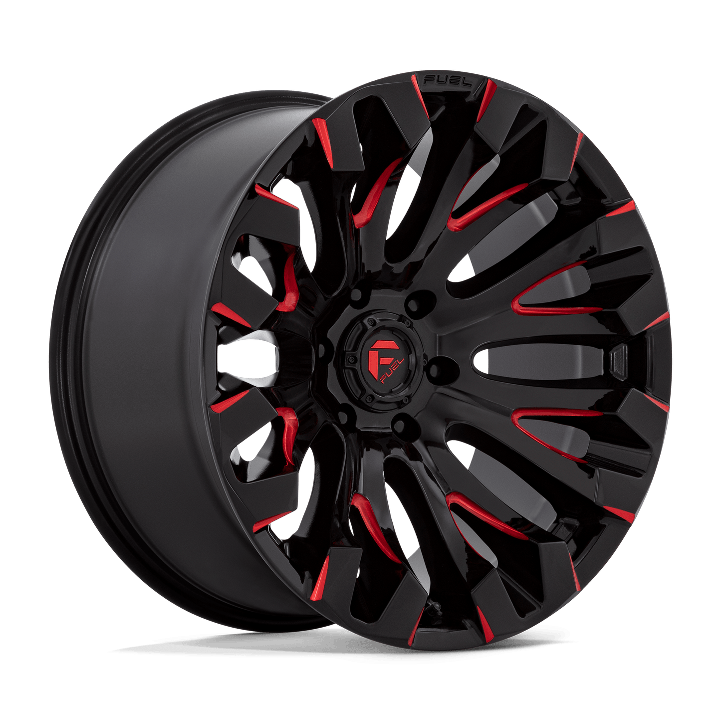 Fuel 1PC D829 QUAKE GLOSS BLACK MILLED RED TINT Wheel 20x10 6X139.7mm -18 106.1mm