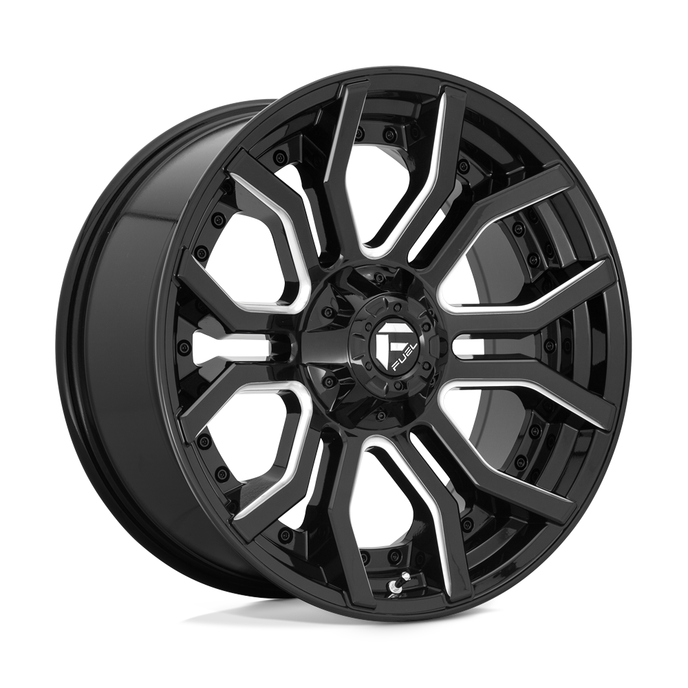 Fuel 1PC D711 RAGE GLOSS BLACK MILLED Wheel 22x10 6X135/6X139.7mm -18 106.1mm