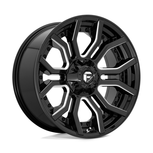 Fuel 1PC D711 RAGE GLOSS BLACK MILLED Wheel 22x10 6X135/6X139.7mm -18 106.1mm