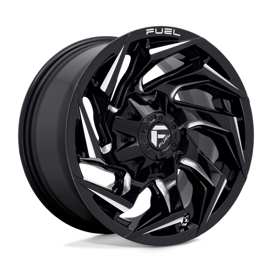 Fuel 1PC D753 REACTION GLOSS BLACK MILLED Wheel 22x10 6X135/6X139.7mm -18 106.1mm