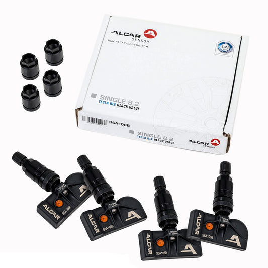 Alcar BLE Tesla TPMS kit Black (4x S6A108B + 4x Nut) (Clamp-in)-2400-2483.5 Mhz