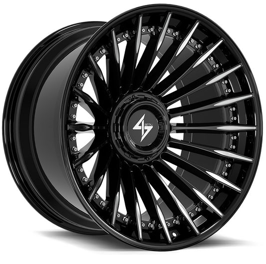 SENTALI BFX BFX1 22x10 8x165.1/8x170 -24 Gloss Black Lip / Gloss Black Milled Centre
