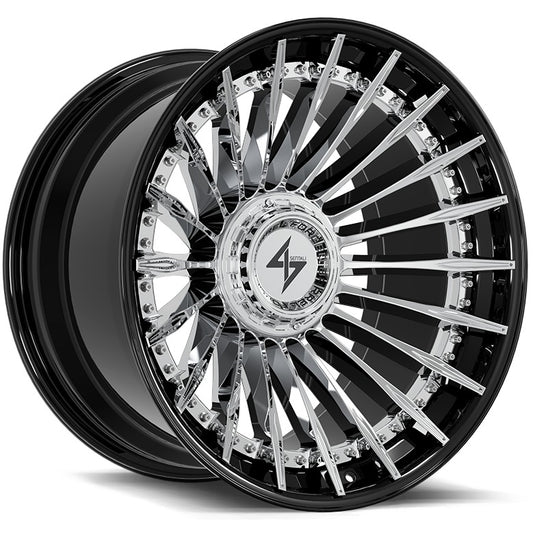 SENTALI BFX BFX1 22x10 6x135/6x139.7 -24 Gloss Black Lip / Chrome Centre