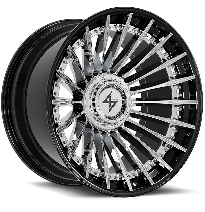 SENTALI BFX BFX1 22x12 6x135/6x139.7 -44 Gloss Black Lip / Chrome Centre