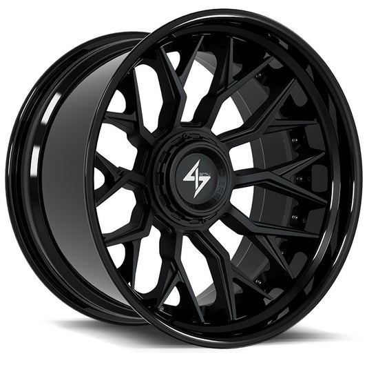 SENTALI BFX BFX2 24x12 5x127/5x139.7 -44 Gloss Black Lip / Matte Black Centre