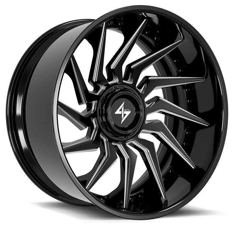 SENTALI BFX BFX4 24x12 6x135/6x139.7 -44 Gloss Black Lip / Gloss Black Milled Centre