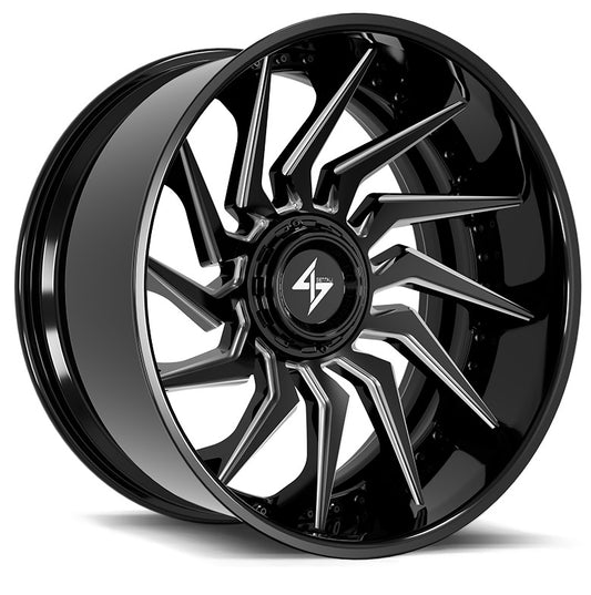 SENTALI BFX BFX4 24x14 8x165.1/8x170 -76 Gloss Black Lip / Gloss Black Milled Centre