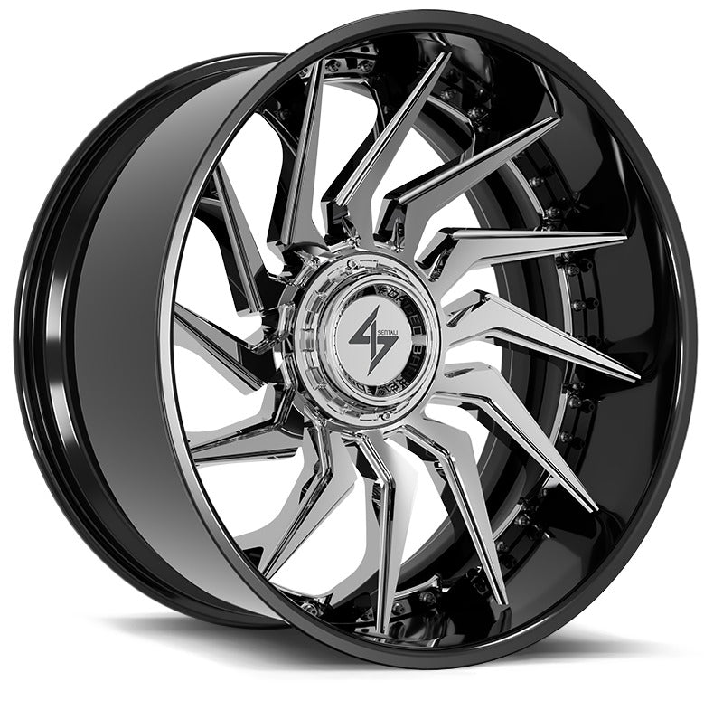 SENTALI BFX BFX4 22x12 5x127/5x139.7 -44 Gloss Black Lip / Chrome Centre