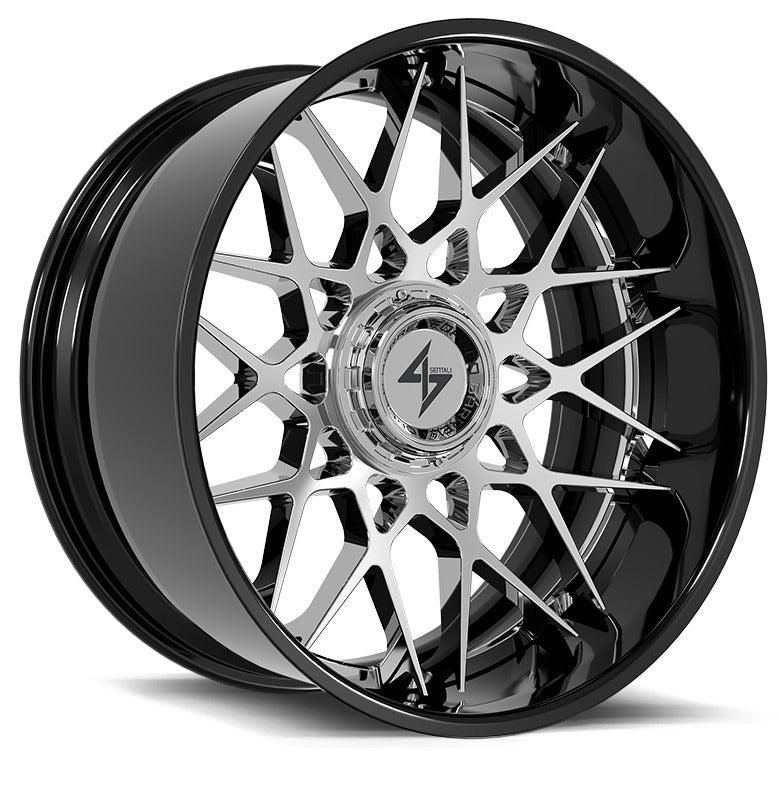 SENTALI BFX BFX5 24x12 6x135/6x139.7 -44 Gloss Black Lip / Chrome Centre