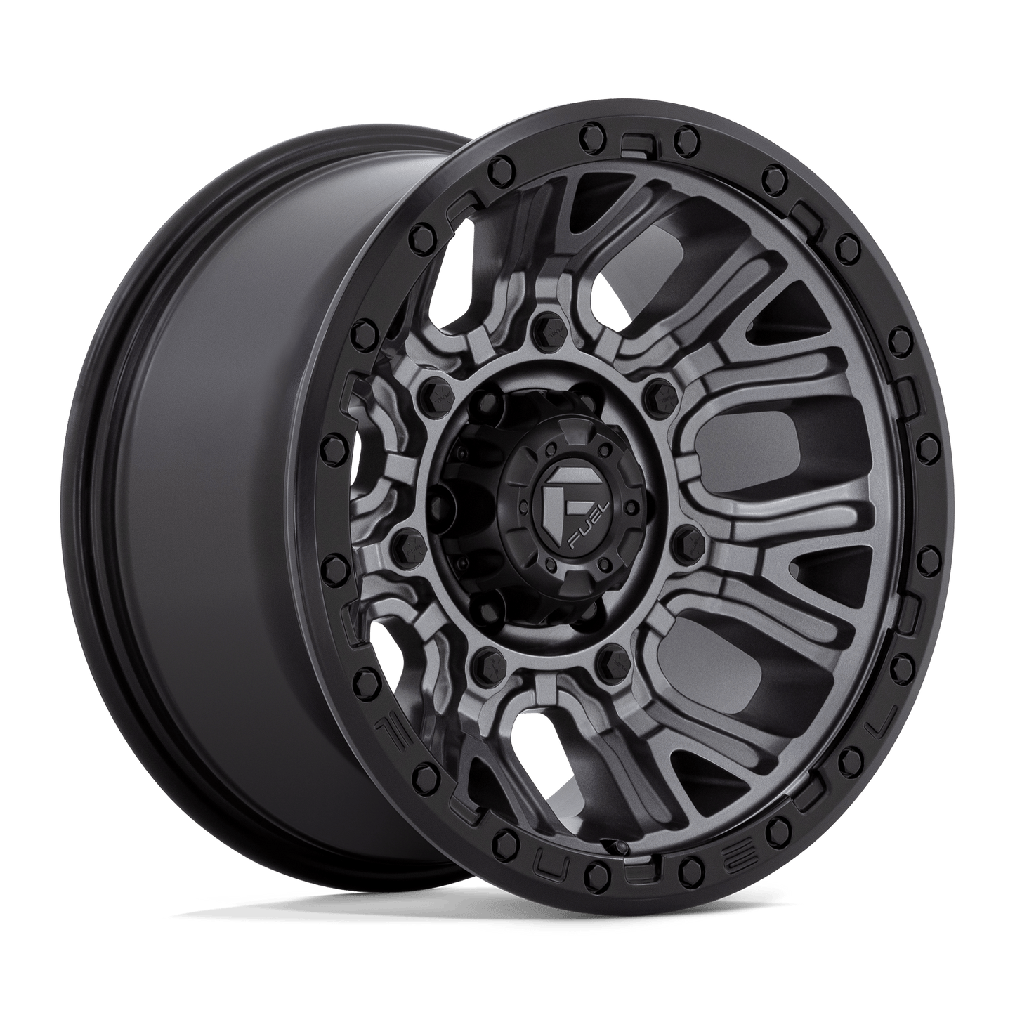 Fuel 1PC D825 TRACTION MATTE GUNMETAL W/ BLACK RING Wheel 17x9 5X127mm -12 71.5mm
