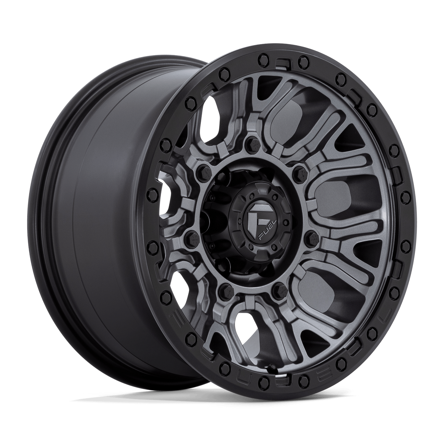 Fuel 1PC D825 TRACTION MATTE GUNMETAL W/ BLACK RING Wheel 17x9 6X139.7mm +1 106.1mm