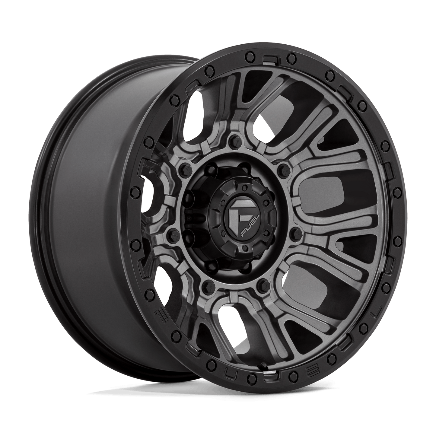 Fuel 1PC D825 TRACTION MATTE GUNMETAL W/ BLACK RING Wheel 20x10 8X170mm -18 125.1mm