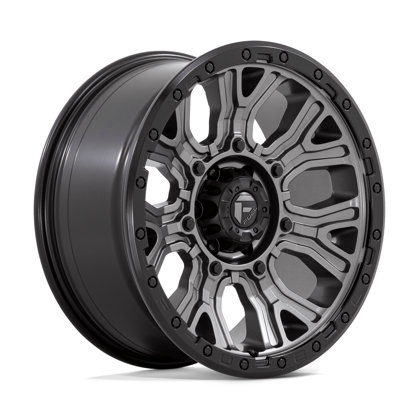 Fuel 1PC D825 TRACTION MATTE GUNMETAL W/ BLACK RING Wheel 20x9 6X135mm +1 87.1mm