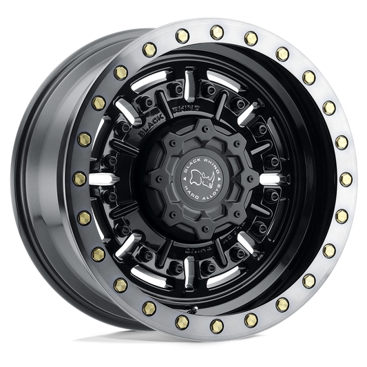 Black Rhino Hard Alloys ABRAMS GLOSS GUN BLACK MACH DARK TINT Wheel 17x9.5 5X127mm -18 71.5mm