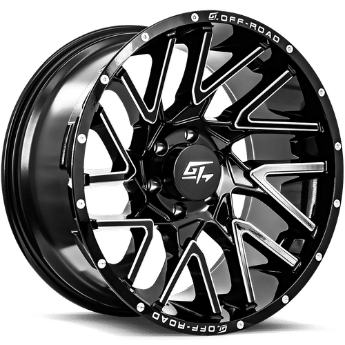 GT OFFROAD AGGRESSION Gloss Black Milled Wheel 17x9 8X170mm +12 125.2mm