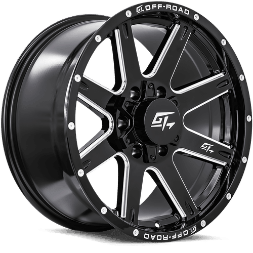 GT OFFROAD INVASION Gloss Black Milled Wheel 17x9 5X139.7mm +12 78.1mm