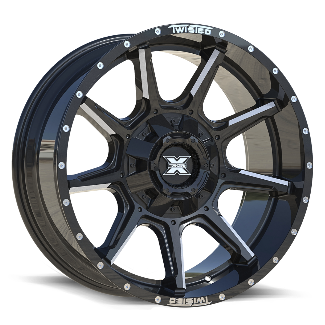 TWISTED OFF-ROAD TW2 Gloss Black Milled Wheel 22x12 5X139.7mm -44 0mm