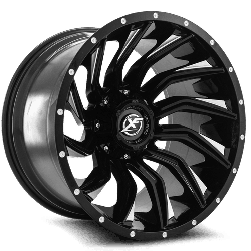 XF OFFROAD XF-224 Gloss Black Milled Wheel 22x12 5X139.7mm -44 78.1mm